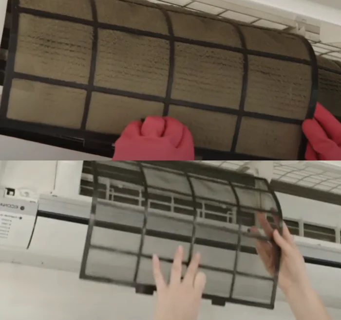 Nettoyage du filtre à air amovible d'une thermopompe GREE pour assurer sa longévité