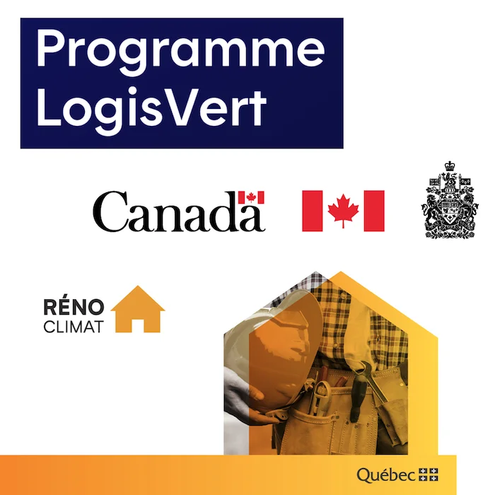 Logos des programmes de subventions gouvernementales canadiennes et québécoises acceptant les thermopompes GREE. Subvention canadienne pour des maisons plus vertes (fédéral) Ce programme fédéral offre jusqu'à 5 000 $ pour l'installation d'une thermopompe éligible, en partenariat avec les programmes provinciaux au Québec. Il est accessible via une inscription en ligne et une inspection initiale. Programme LogisVert (québécois, via Hydro-Québec). Lancé en 2023, ce programme provincial fournit une aide financière allant jusqu'à 6 700 $ pour l'achat et l'installation de thermopompes performantes, dans le cadre de rénovations améliorant l'efficacité énergétique des habitations. Programme Rénoclimat (québécois) Ce programme du gouvernement du Québec accorde des subventions pour l'installation de systèmes mécaniques comme les thermopompes, avec des montants variables selon l'évaluation énergétique de la maison (jusqu'à plusieurs milliers de dollars combinés avec d'autres aides).